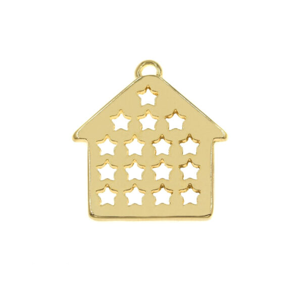 Μοτίφ σπίτι με αστέρια κρεμαστό 40mm , χρυσό