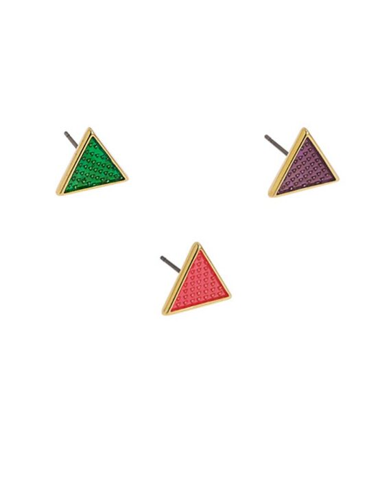 Σκουλαρίκια τρίγωνα με pattern και χρώμα