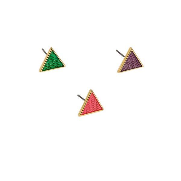 Σκουλαρίκια τρίγωνα με pattern και χρώμα